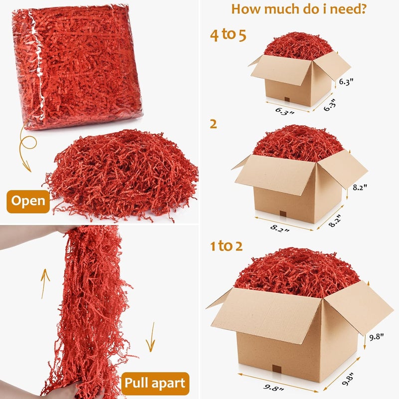 WUINOID Valentines Red Crinkle Cut Paper Shred Filler for Gift Baskets Box Bags 1/2 LB, Shredded Paper Grass for Bridesmaid Thanksgiving New Year Valentine's Day Mother's Day Easter Christmas Holiday Packaging Wrapping - Image 2